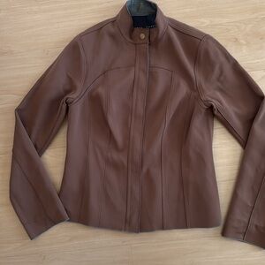 WOMENS OLIVE GREEN/TAN REVERSIBLE CLASSIC BOHO MOTO FULL ZIP JACKET SIZE MEDIUM